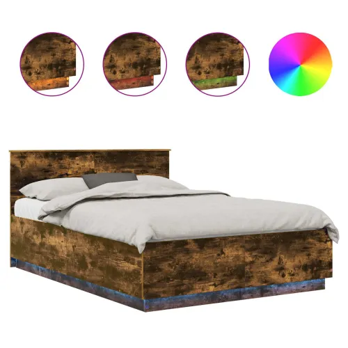 Okvir za krevet s LED trakama Dimljeni hrast 150 x 200 cm - Dimljeni hrast 150 x 200 cm Cijena