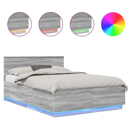 Okvir za krevet s LED trakama Siva Sonoma 150 x 200 cm - Sivi hrast sonoma 150 x 200 cm Cijena