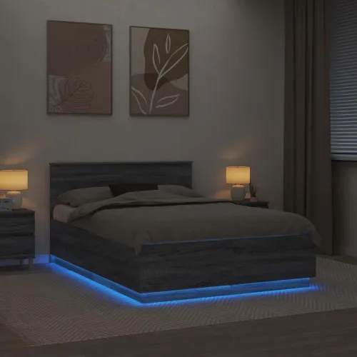Okvir za krevet s LED trakama Siva Sonoma 150 x 200 cm - Sivi hrast sonoma 150 x 200 cm Cijena