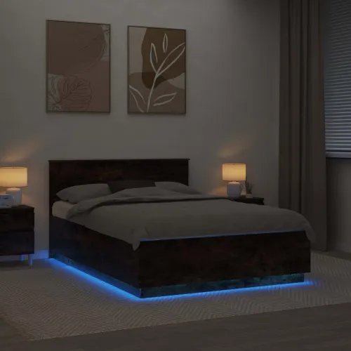 Okvir za krevet s LED trakama Dimljeni hrast 140 x 200 cm - Dimljeni hrast 140 x 200 cm Cijena
