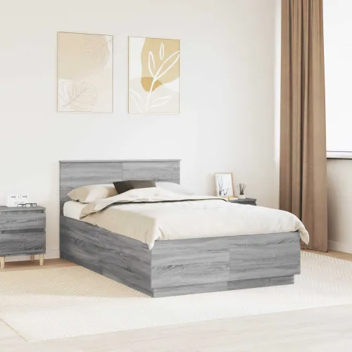Okvir za krevet s LED trakama Siva Sonoma 135 x 190 cm - Sivi hrast sonoma 135 x 190 cm Cijena