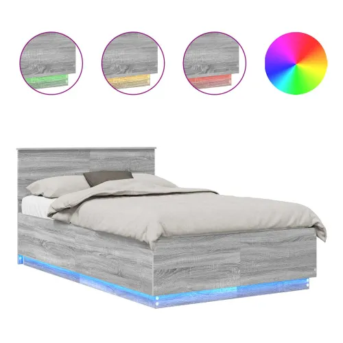 Okvir za krevet s LED trakama Siva Sonoma 135 x 190 cm - Sivi hrast sonoma 135 x 190 cm Cijena