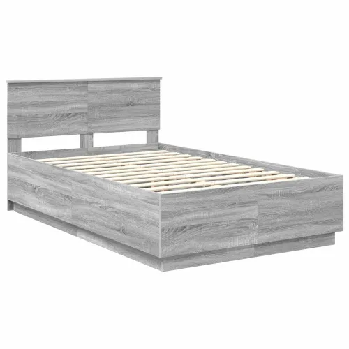 Okvir za krevet s LED trakama Siva Sonoma 135 x 190 cm - Sivi hrast sonoma 135 x 190 cm Cijena