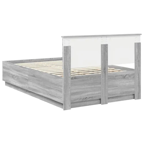 Okvir za krevet s LED trakama Siva Sonoma 135 x 190 cm - Sivi hrast sonoma 135 x 190 cm Cijena