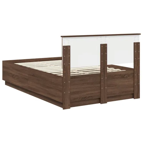 Okvir za krevet s LED trakama Smeđi hrast 120 x 190 cm - Smeđi hrast 120 x 190 cm Cijena