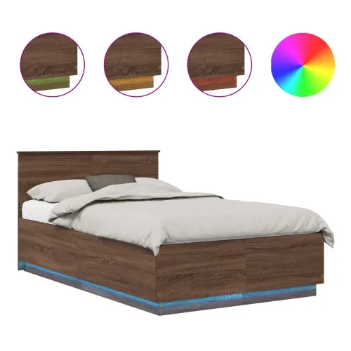 Okvir za krevet s LED trakama Smeđi hrast 120 x 190 cm - Smeđi hrast 120 x 190 cm Cijena
