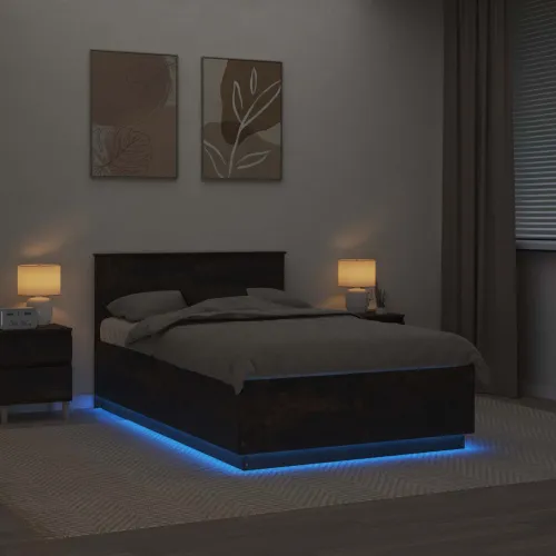 Okvir za krevet s LED trakama Dimljeni hrast 120 x 200 cm - Dimljeni hrast 120 x 200 cm Cijena