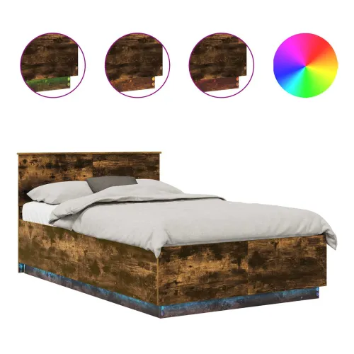 Okvir za krevet s LED trakama Dimljeni hrast 120 x 200 cm - Dimljeni hrast 120 x 200 cm Cijena