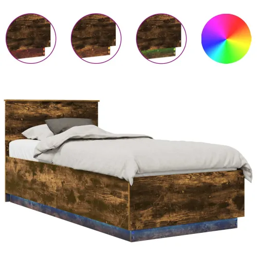 Okvir za krevet s LED trakama Dimljeni hrast 90 x 190 cm - Dimljeni hrast 90 x 190 cm Cijena