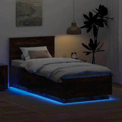 Okvir za krevet s LED trakama Dimljeni hrast 90 x 190 cm - Dimljeni hrast 90 x 190 cm Cijena