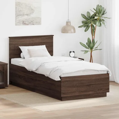 Okvir za krevet Smeđi hrast 70 x 190 cm Konstruirano drvo - Smeđi hrast 75 x 190 cm Cijena
