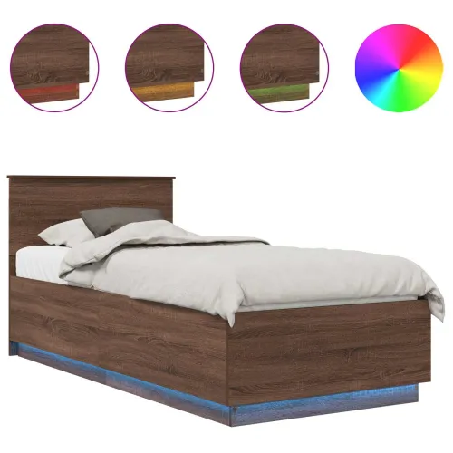 Okvir za krevet Smeđi hrast 70 x 190 cm Konstruirano drvo - Smeđi hrast 75 x 190 cm Cijena