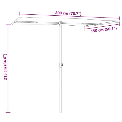 Vrtni suncobran s aluminijskim stupom 2 x 1,5 m pješčano bijeli - Pijesak bijela 200 x 150 cm 1 Pijesak bijela Cijena