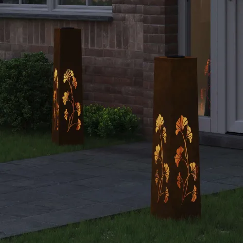 Solarna LED svjetlost za stazu 2 kom. Topla bijela - 18 x 18 x 80 cm Otporni čelik Uzorak grane Cijena