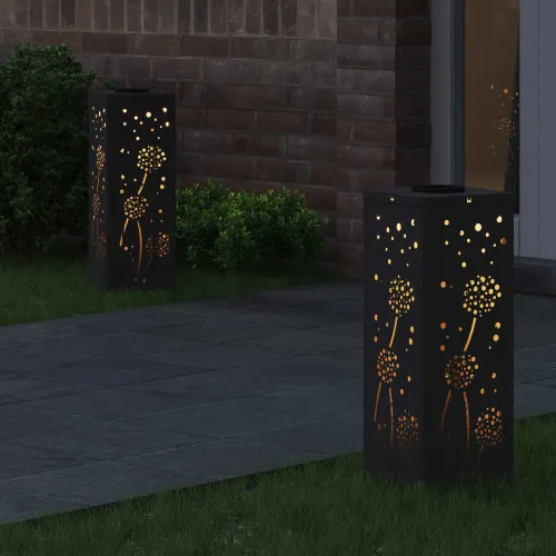 Solarna LED svjetlost za stazu 2 kom. Topla bijela - 18 x 18 x 50 cm Crna Uzorak maslačka Cijena