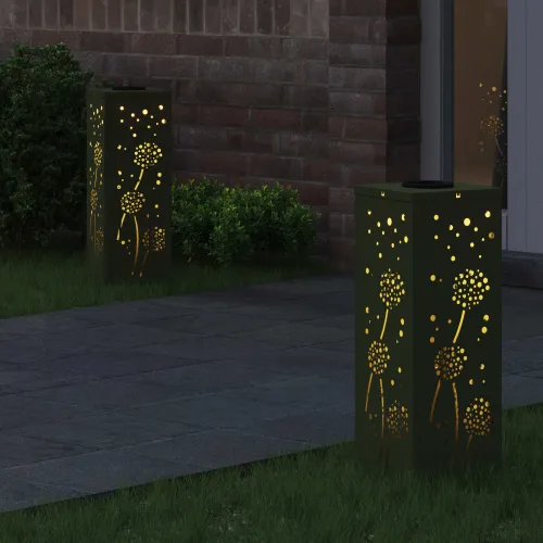 Solarna LED svjetlost za stazu 2 kom. Topla bijela - 18 x 18 x 50 cm Maslinovo zelena Uzorak maslačka Cijena