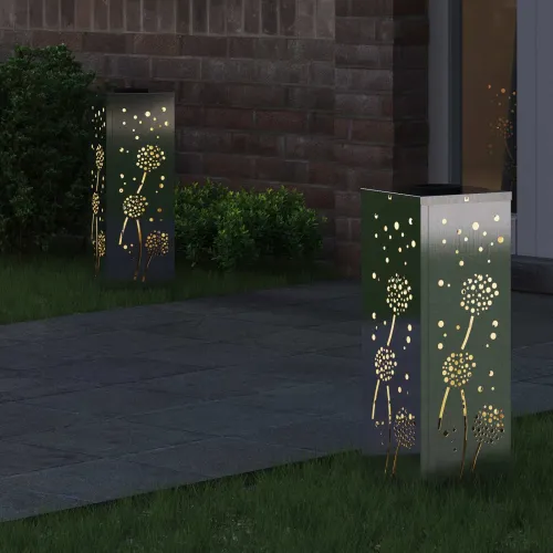 Solarna LED svjetlost za stazu 2 kom. Topla bijela - 18 x 18 x 50 cm Nehrđajući čelik Uzorak maslačka Cijena