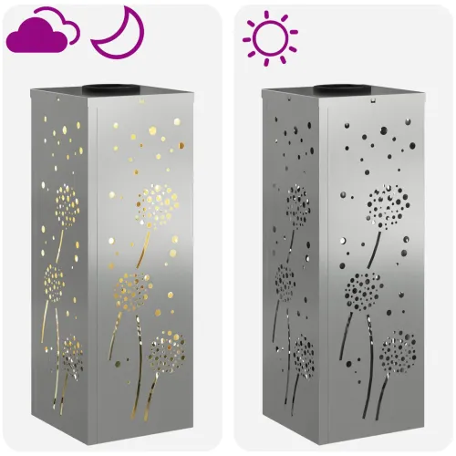 Solarna LED svjetlost za stazu 2 kom. Topla bijela - 18 x 18 x 50 cm Galvanizirani čelik Uzorak maslačka Cijena
