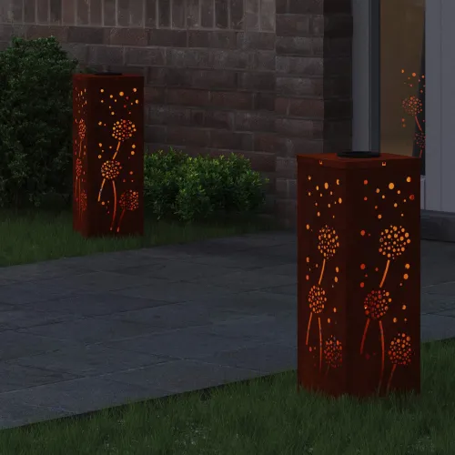 Solarna LED svjetlost za stazu 2 kom. Topla bijela - 18 x 18 x 50 cm Otporni čelik Uzorak maslačka Cijena