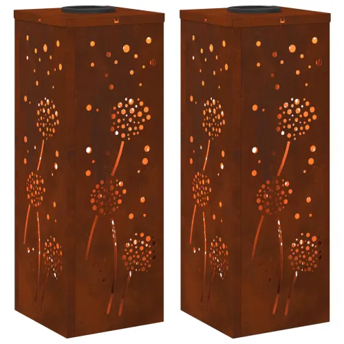Solarna LED svjetlost za stazu 2 kom. Topla bijela - 18 x 18 x 50 cm Otporni čelik Uzorak maslačka Cijena