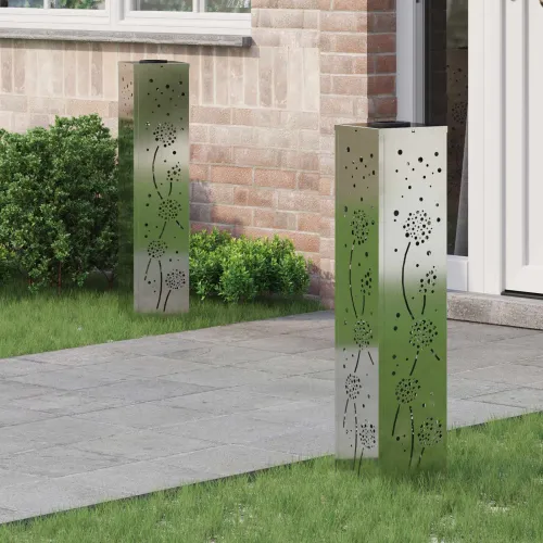 Solarna LED svjetlost za stazu 2 kom. Topla bijela - 18 x 18 x 80 cm Galvanizirani čelik Uzorak maslačka Cijena