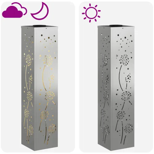 Solarna LED svjetlost za stazu 2 kom. Topla bijela - 18 x 18 x 80 cm Galvanizirani čelik Uzorak maslačka Cijena
