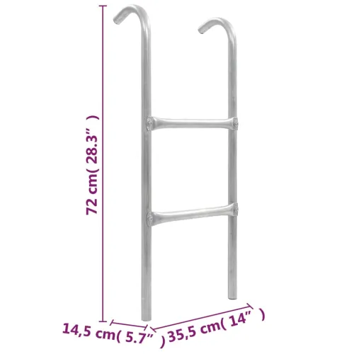 Ljestve za trampolin s 2 prečke čelične srebrne 72 cm (pogodno za visinu od 65 cm) - 72 cm Cijena