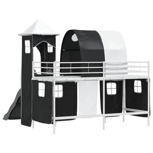 Krevet na kat za djecu Bijela i crna 90 x 190 cm Metal - Bijela i crna 90 x 190 cm Cijena