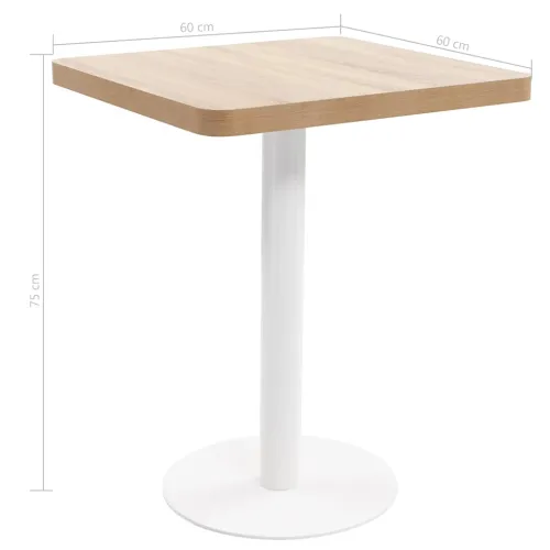 Bistro stol svjetlosmeđi 60 x 60 cm MDF - svijetlo smeđa i bijela 60 x 60 x 75 cm 1 Cijena