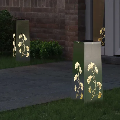 Solarna LED svjetlost za stazu 2 kom. Topla bijela - 18 x 18 x 50 cm Nehrđajući čelik Uzorak grane Cijena