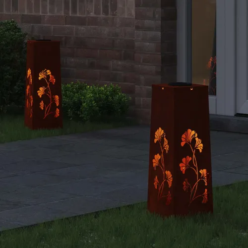 Solarna LED svjetlost za stazu 2 kom. Topla bijela - 18 x 18 x 50 cm Otporni čelik Uzorak grane Cijena
