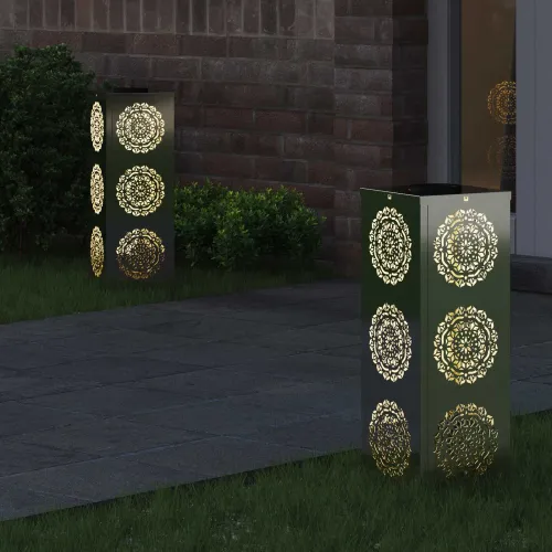 Solarna LED svjetlost za stazu 2 kom. Topla bijela - 18 x 18 x 50 cm Galvanizirani čelik Uzorak kruga Cijena