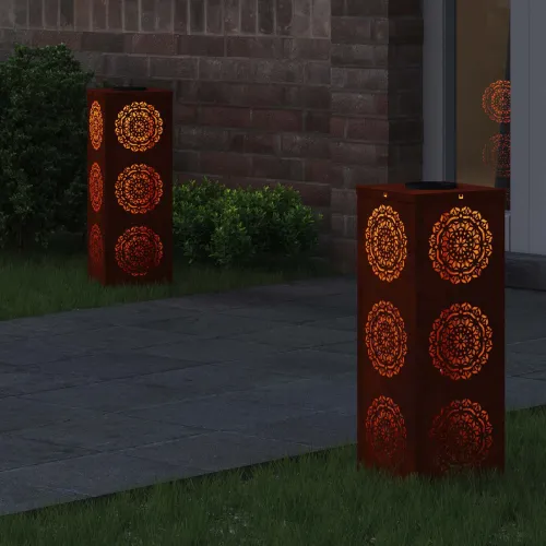 Solarna LED svjetlost za stazu 2 kom. Topla bijela - 18 x 18 x 50 cm Otporni čelik Uzorak kruga Cijena
