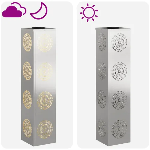 Solarna LED svjetlost za stazu 2 kom. Topla bijela - 18 x 18 x 80 cm Nehrđajući čelik Uzorak kruga Cijena