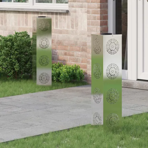 Solarna LED svjetlost za stazu 2 kom. Topla bijela - 18 x 18 x 80 cm Nehrđajući čelik Uzorak kruga Cijena