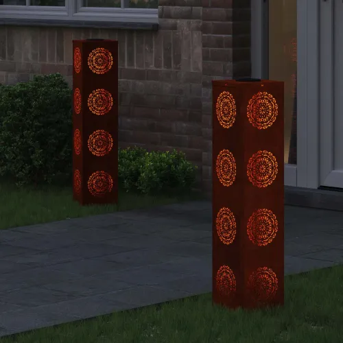 Solarna LED svjetlost za stazu 2 kom. Topla bijela - 18 x 18 x 80 cm Otporni čelik Uzorak kruga Cijena