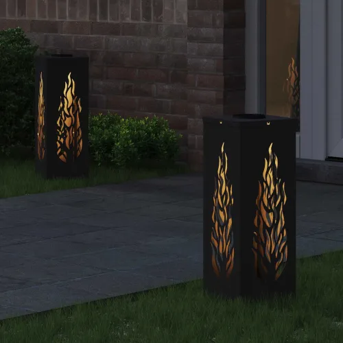 Solarna LED svjetlost za stazu 2 kom. Topla bijela - 18 x 18 x 50 cm Crna Uzorak plamena Cijena