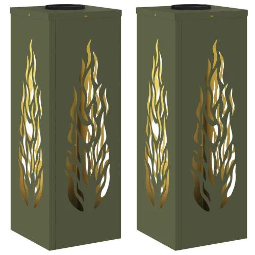 Solarna LED svjetlost za stazu 2 kom. Topla bijela - 18 x 18 x 50 cm Maslinovo zelena Uzorak plamena Cijena