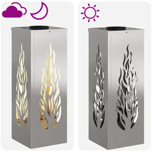 Solarna LED svjetlost za stazu 2 kom. Topla bijela - 18 x 18 x 50 cm Nehrđajući čelik Uzorak plamena Cijena