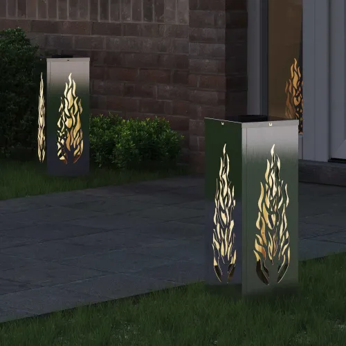 Solarna LED svjetlost za stazu 2 kom. Topla bijela - 18 x 18 x 50 cm Nehrđajući čelik Uzorak plamena Cijena