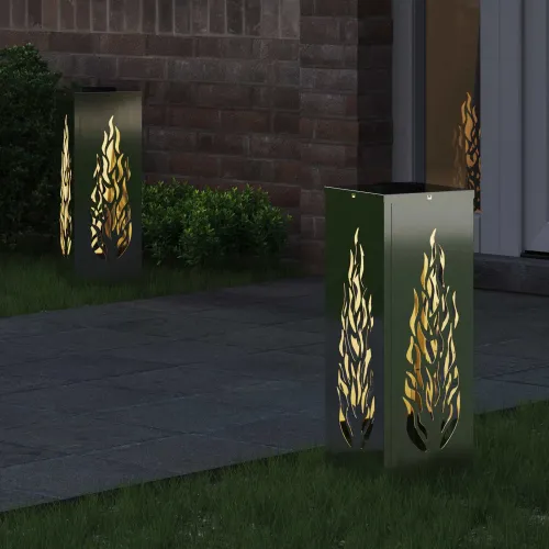 Solarna LED svjetlost za stazu 2 kom. Topla bijela - 18 x 18 x 50 cm Galvanizirani čelik Uzorak plamena Cijena