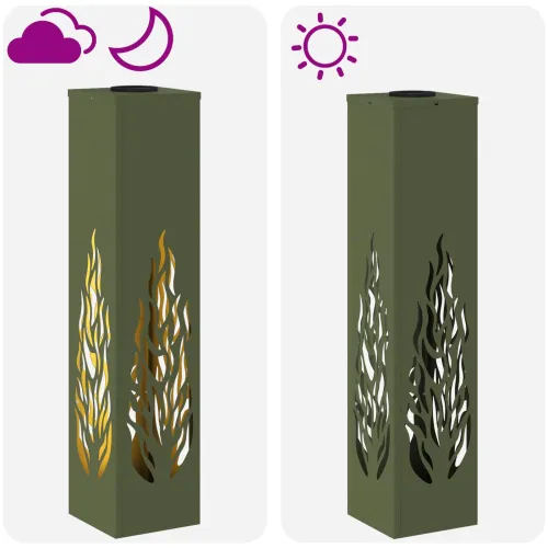 Solarna LED svjetlost za stazu 2 kom. Topla bijela - 18 x 18 x 80 cm Maslinovo zelena Uzorak plamena Cijena