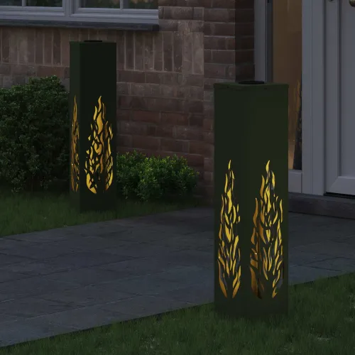 Solarna LED svjetlost za stazu 2 kom. Topla bijela - 18 x 18 x 80 cm Maslinovo zelena Uzorak plamena Cijena