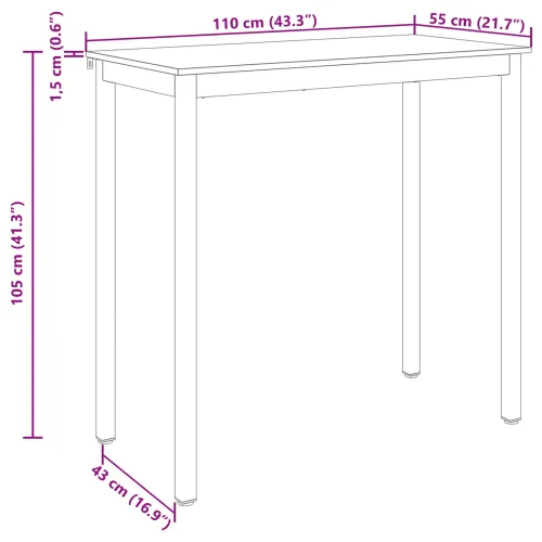 Stol za stajanje Konstruirano drvo Pravokutni - Sivi hrast sonoma 110 x 55 x 105 cm Cijena