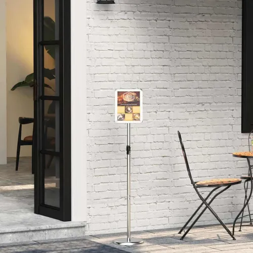 Stalci za sajmove Srebrno 25 x 25 x 125 cm Aluminij - Srebrna a4 Okvir s zaobljenim kutovima Cijena