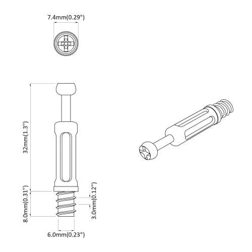 Brava vijak s kamerom 2 kom. Srebrna i crna M6 x 40 mm Metal - 2 kom Cijena