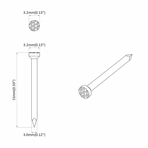 Čavli za Drvo 12 kom. Srebrno Ø 3 x 15 mm Metal - 12 kom Cijena