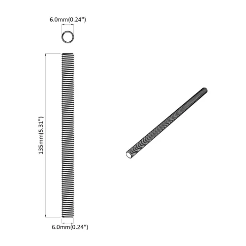 Navojni štap 800 kom. Srebrna Čelik - M6 x 135 mm 18 kg (800-811 kom) Cijena