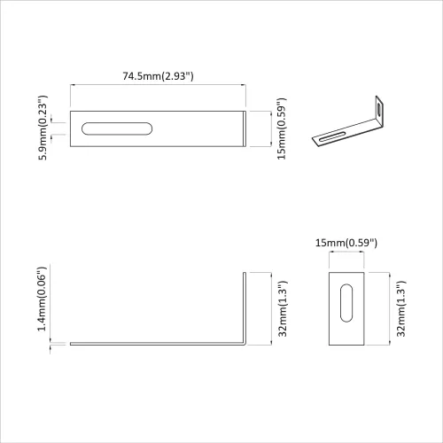 Nosač protiv prevrtanja 12 Srebrno 74,5 x 15 x 32 mm Željezo - 12 kom Cijena