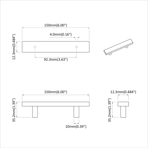 Drška za ormar 12 kom. Crna 150 x 12,3 x 35,2 mm - 12 kom Cijena